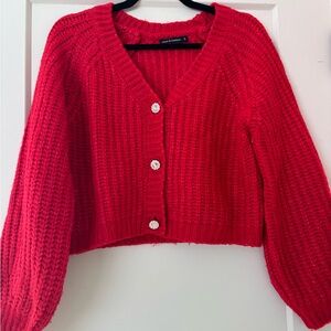 Moon & Madison Red Knit Cardigan
